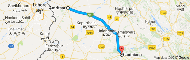 Amritsar to Ludhiana route, distance, time and road conditions