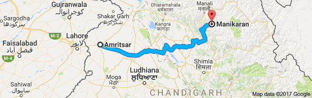 Amritsar to Manikaran route, distance, time and road conditions