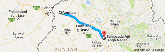 Amritsar to Mohali route, distance, time and road conditions