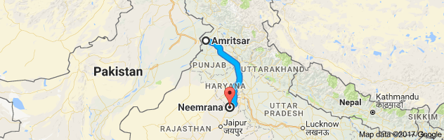 Amritsar to Neemrana route, distance, time and road conditions