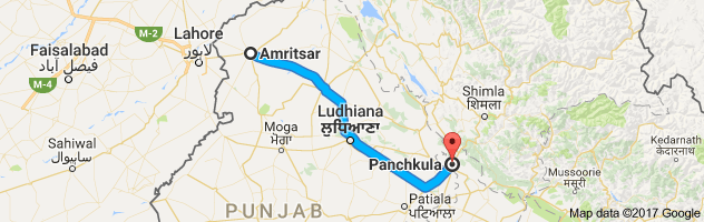 Amritsar to Panchkula route, distance, time and road conditions