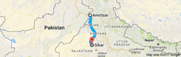 Amritsar to Sikar route, distance, time and road conditions