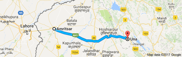 Amritsar to Una route, distance, time and road conditions