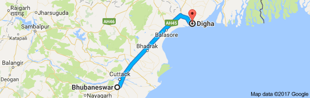 Bhubaneswar to Digha route, distance, time and road conditions