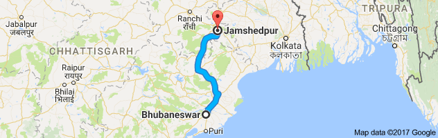 Bhubaneswar to Jamshedpur route, distance, time and road conditions