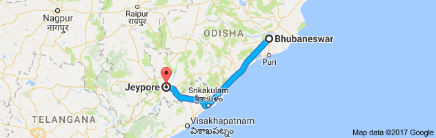 Bhubaneswar to Jeypore route, distance, time and road conditions