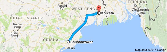 Bhubaneswar to Kolkata route, distance, time and road conditions