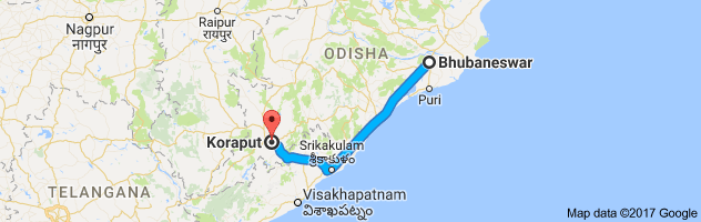 Bhubaneswar to Koraput route, distance, time and road conditions