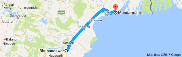 Bhubaneswar to Mandarmani route, distance, time and road conditions