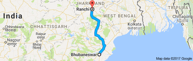 Bhubaneswar to Ranchi route, distance, time and road conditions