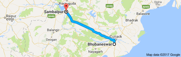 Bhubaneswar to Sambalpur route, distance, time and road conditions