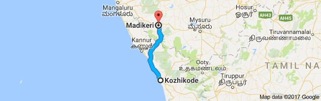 Calicut to Madikeri route, distance, time and road conditions