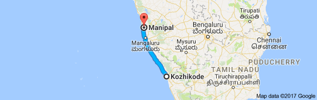 Calicut to Manipal route, distance, time and road conditions