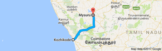 Calicut to Mysore route, distance, time and road conditions