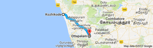 Calicut to Ottapalam route, distance, time and road conditions