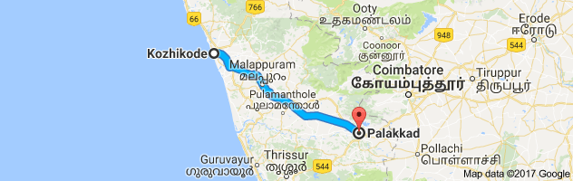 Calicut to Palakkad route, distance, time and road conditions