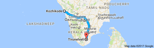 Calicut to Tirunelveli route, distance, time and road conditions