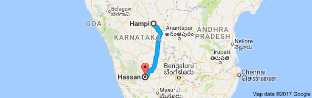 Hampi to Hassan route, distance, time and road conditions