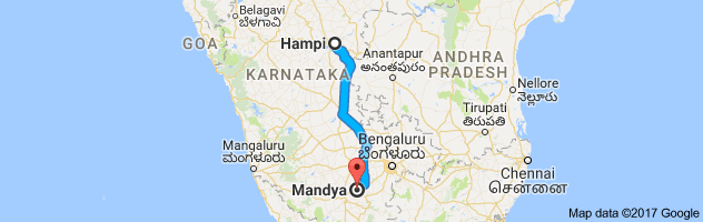 Hampi to Mandya route, distance, time and road conditions