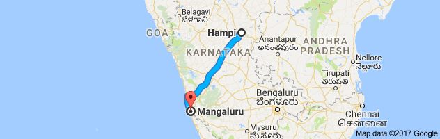 Hampi to Mangalore route, distance, time and road conditions