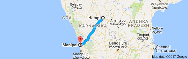 Hampi to Manipal route, distance, time and road conditions