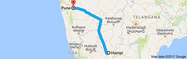 Hampi to Pune route, distance, time and road conditions