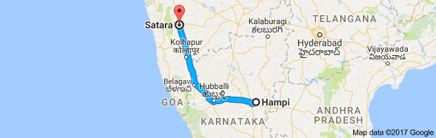 Hampi to Satara route, distance, time and road conditions