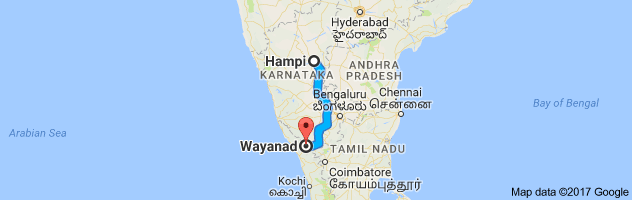 Hampi to Wayanad route, distance, time and road conditions