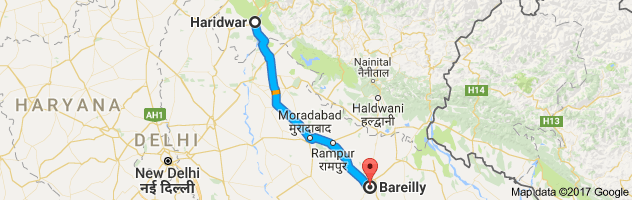 Haridwar to Bareilly route, distance, time and road conditions