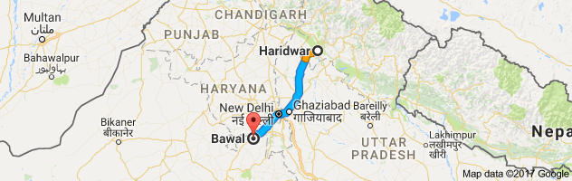 Haridwar to Bawal route, distance, time and road conditions