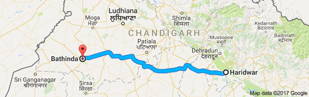 Haridwar to Bhatinda route, distance, time and road conditions