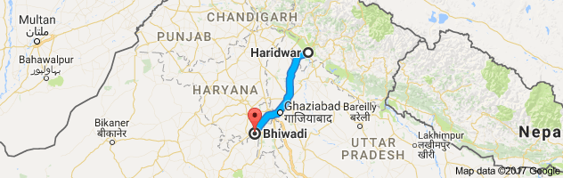 Haridwar to Bhiwadi route, distance, time and road conditions