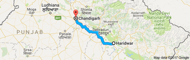 Haridwar to Chandigarh route, distance, time and road conditions