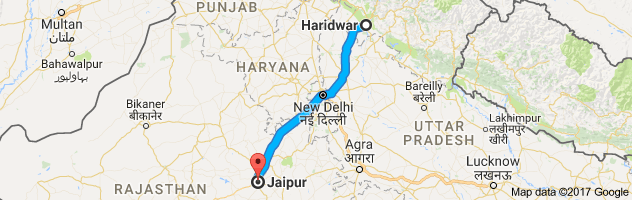 Haridwar to Jaipur route, distance, time and road conditions