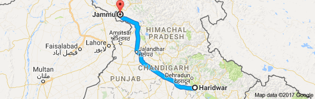 Haridwar to Jammu route, distance, time and road conditions