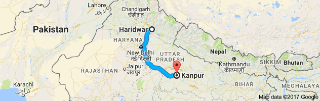 Haridwar to Kanpur route, distance, time and road conditions