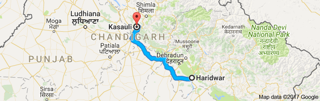 Haridwar to Kasauli route, distance, time and road conditions