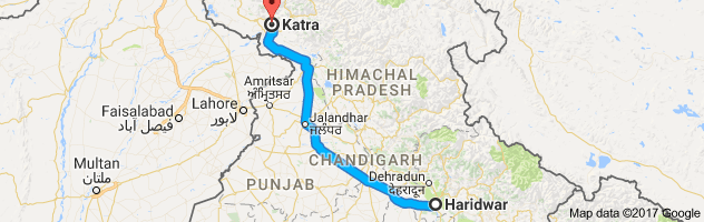 Haridwar to Katra route, distance, time and road conditions