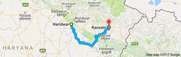 Haridwar to Kausani route, distance, time and road conditions