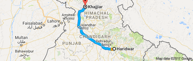 Haridwar to Khajjiar route, distance, time and road conditions