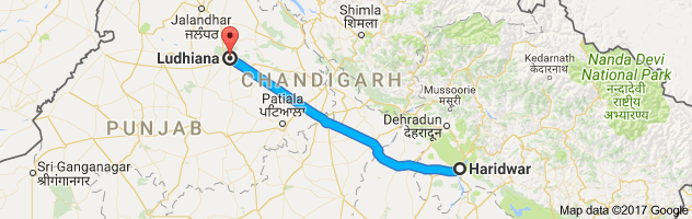 Haridwar to Ludhiana route, distance, time and road conditions