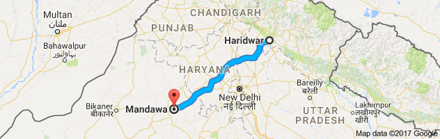 Haridwar to Mandawa route, distance, time and road conditions