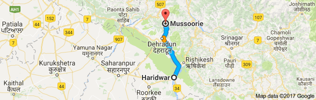 Haridwar to Mussoorie route, distance, time and road conditions