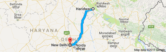 Haridwar to New Delhi route, distance, time and road conditions