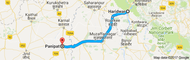 Haridwar to Panipat route, distance, time and road conditions