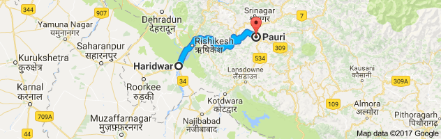 Haridwar to Pauri route, distance, time and road conditions