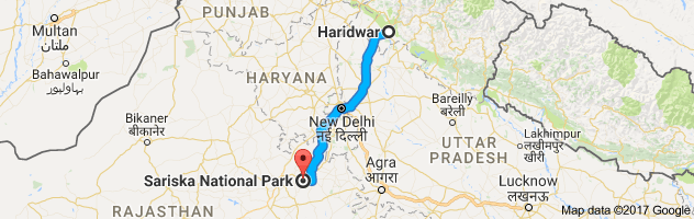 Haridwar to Sariska route, distance, time and road conditions