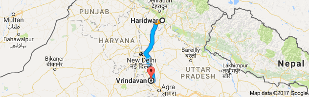 Haridwar to Vrindavan route, distance, time and road conditions