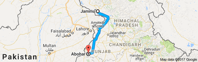 Jammu to Abohar route, distance, time and road conditions