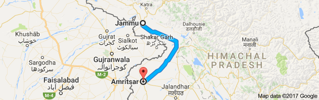 Jammu to Amritsar route, distance, time and road conditions